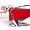 This image is a side view of the Slayer Steam X in crimson red, with dura-tex accents, 3 groups at traditional height and manual dosing controls.